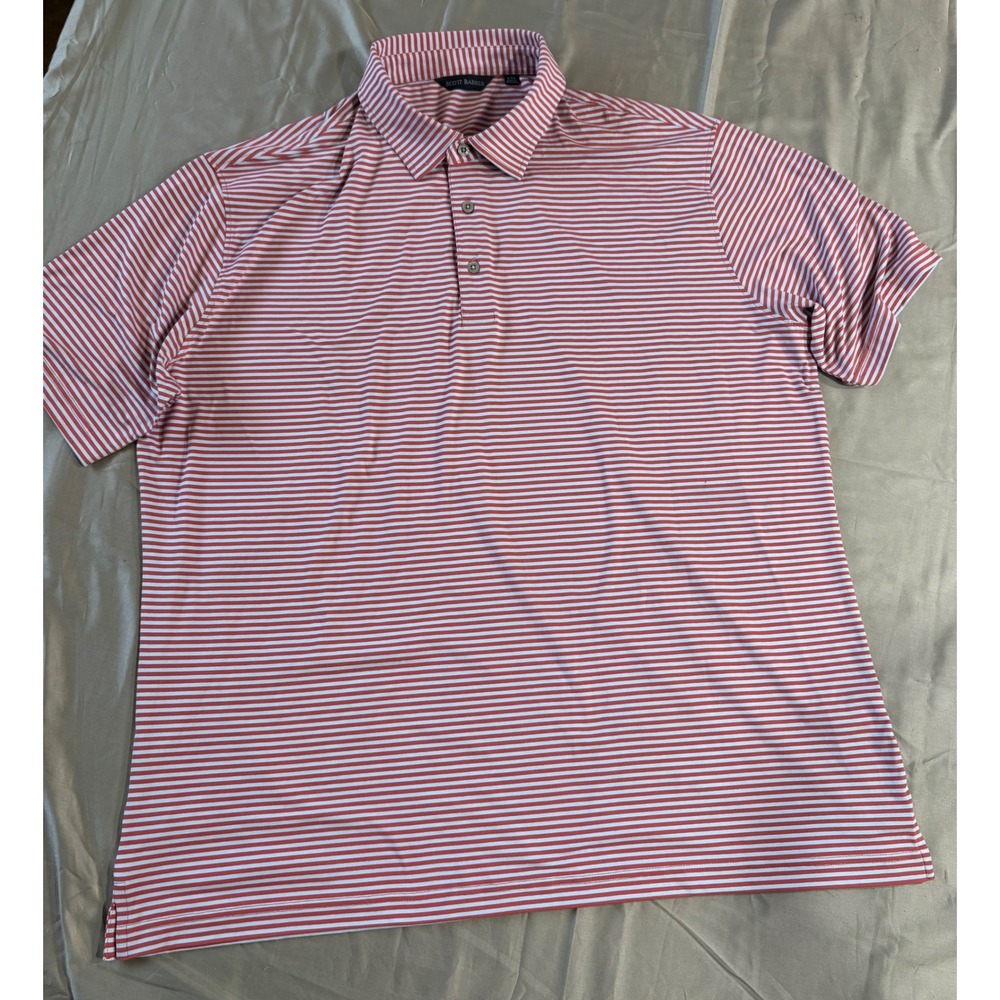 Scott Barber Mens XXL Red Striped Performance Polo Shirt Golf A26A-M47-PNP new